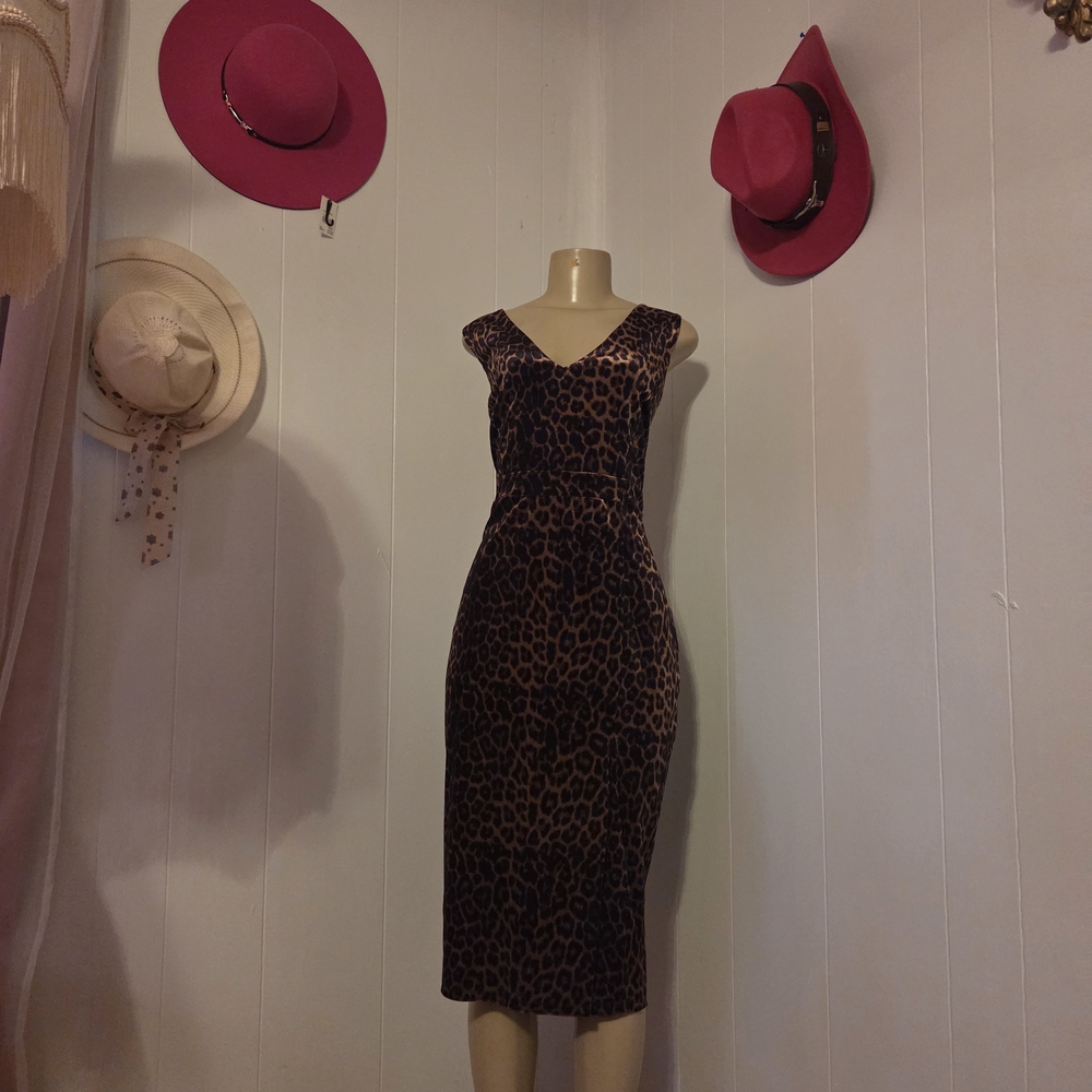 Symphony Cheetah Sleeveless Bodycon Midi Dress